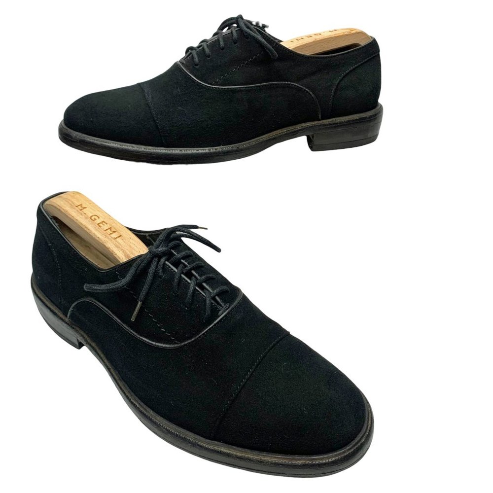 M. Gemi‎ Black Suede Cap Toe Dress Oxfords Shoes